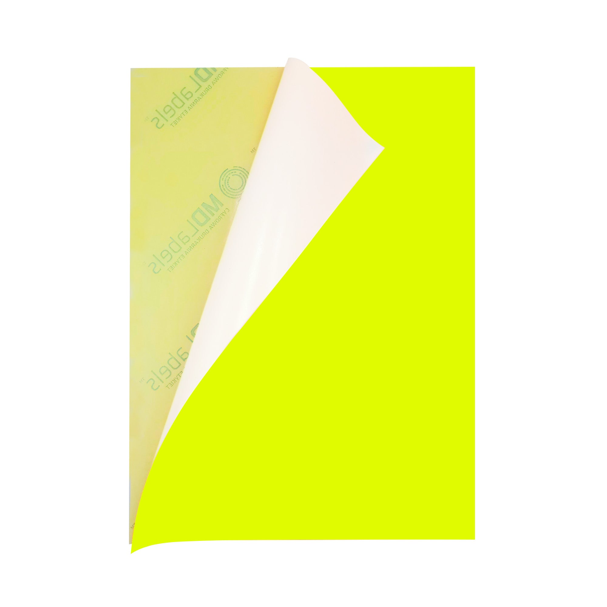 Papier autocollant A4 fluo néon 50 feuilles Jaune - MD Labels